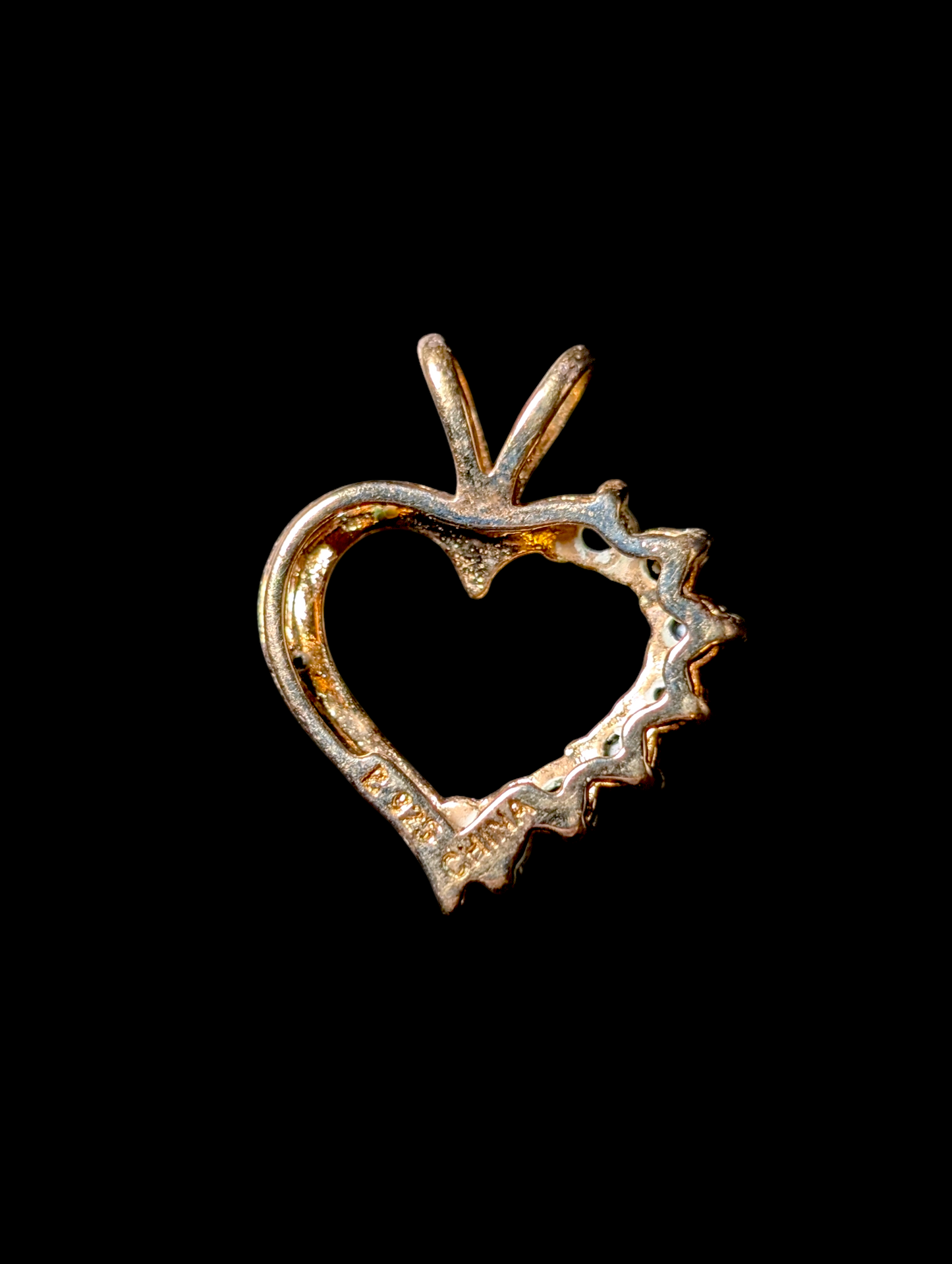 Vintage Genuine Sapphire and Diamond Accented 14k Yellow Gold over Sterling Silver Heart Pendant