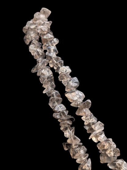 Vintage Continuous Single Strand Earth Mined Genuine Smoky Quartz Tumbled Polished Chip Necklace