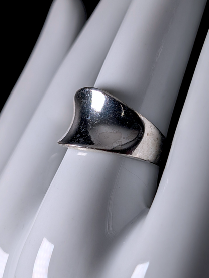 Vintage Inverse Dome Concave Sterling Silver Band Ring