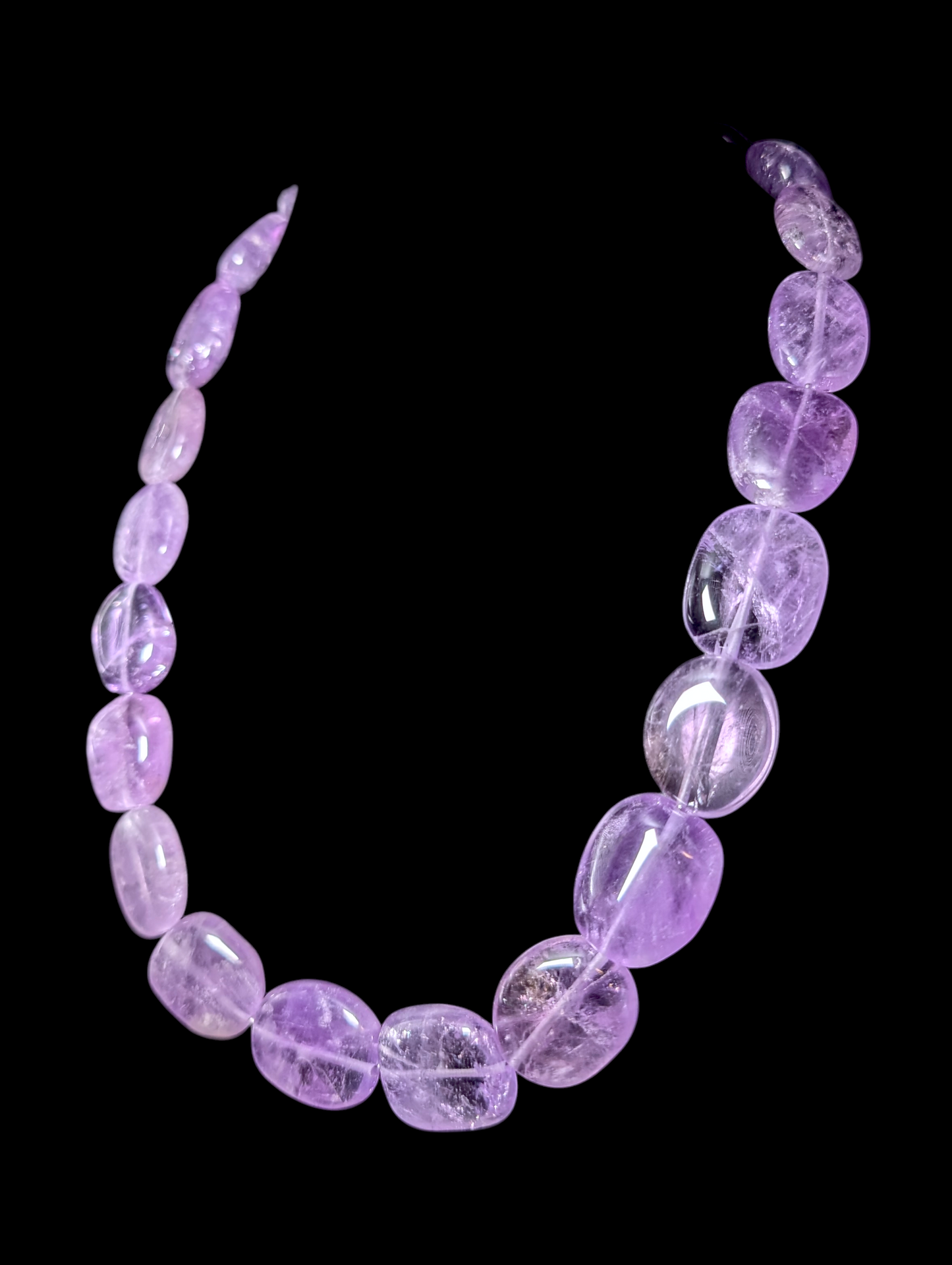 Vintage Chunky Polished Genuine Purple Amethyst Sterling Silver Necklace