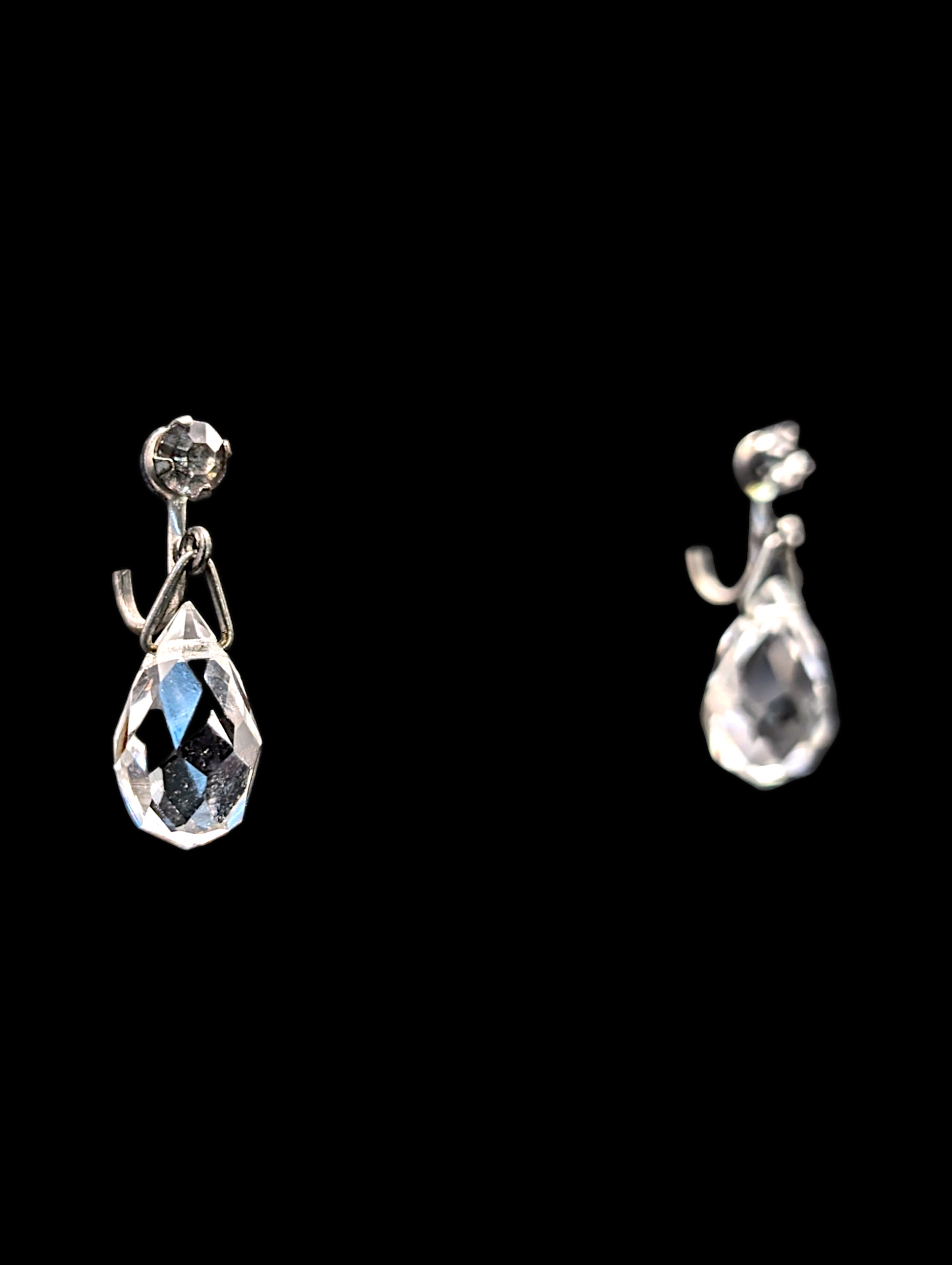 1920s - 1950s Austrian Crystal Teardrop Elegant Minimalist Earrings