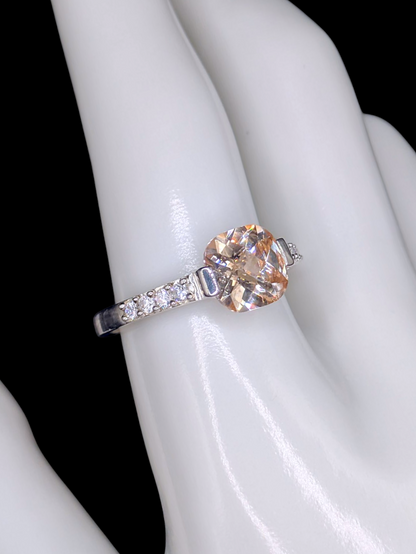 Vintage Square Cushion Cut Simulated Citrine Solitaire Nevada Silver Mine Sterling Silver Ring