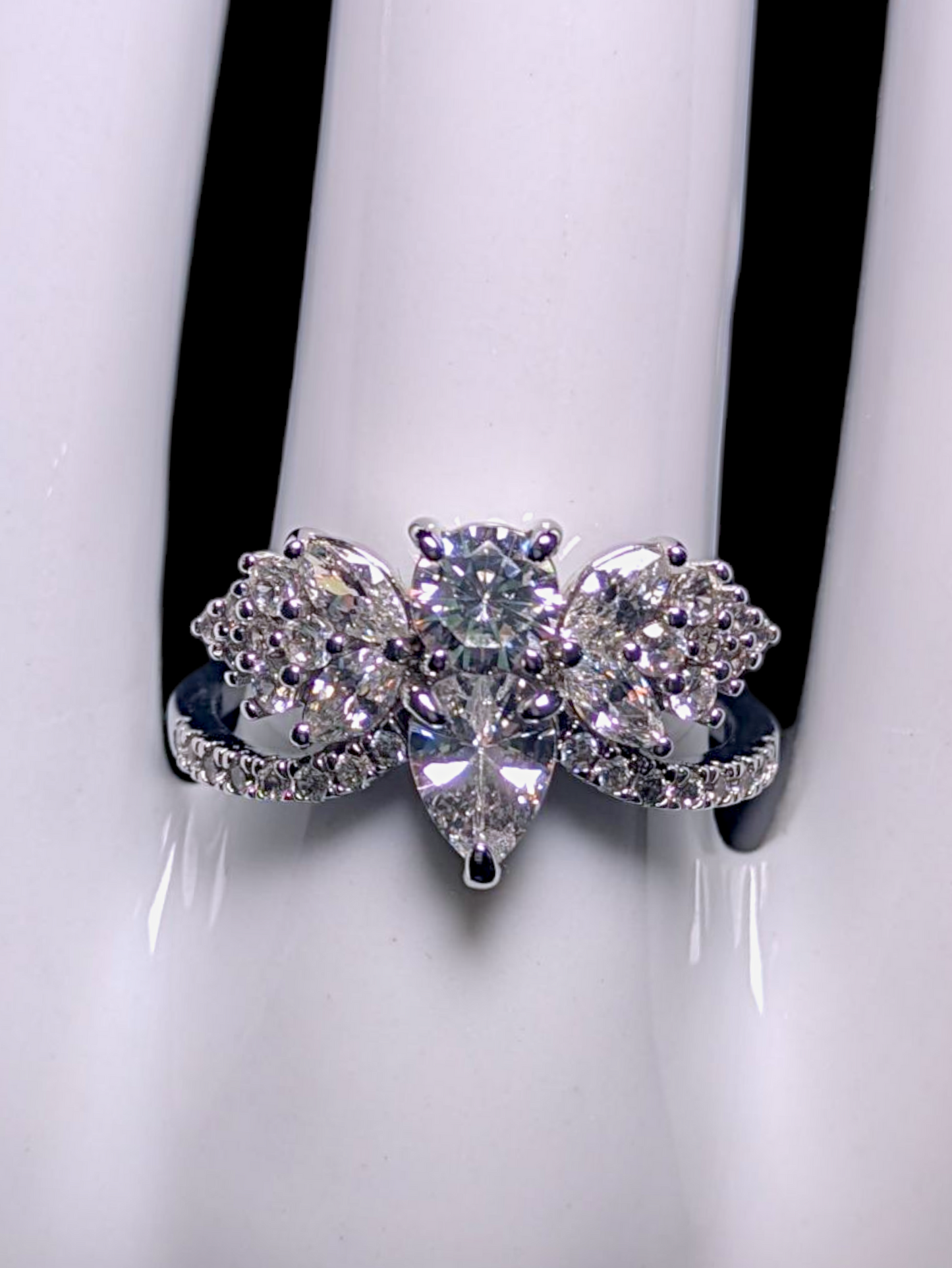 Vintage Inspired Butterfly Simulated Diamond Silver Toned Ring