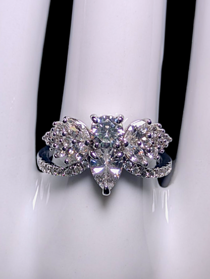 Vintage Inspired Butterfly Simulated Diamond Silver Toned Ring
