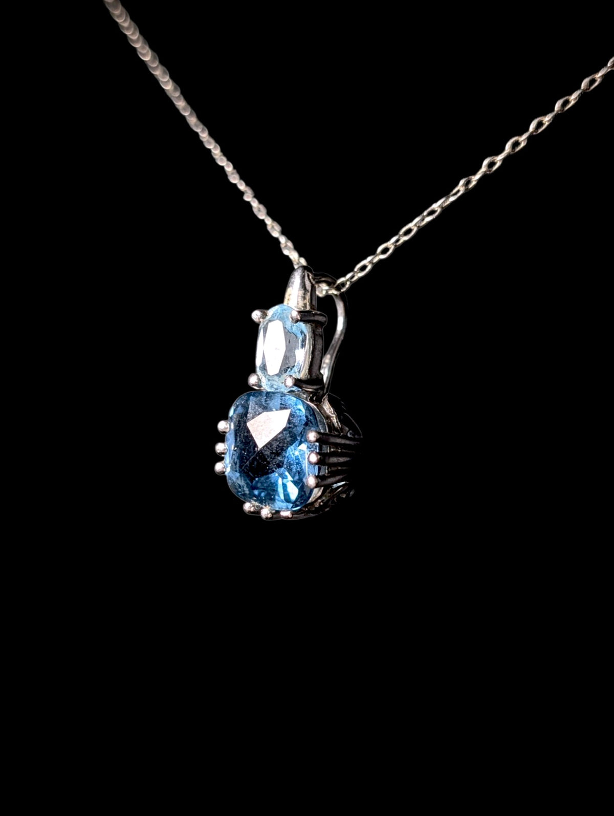 Vintage Genuine Swiss and London Blue Topaz Sterling Silver Pendant