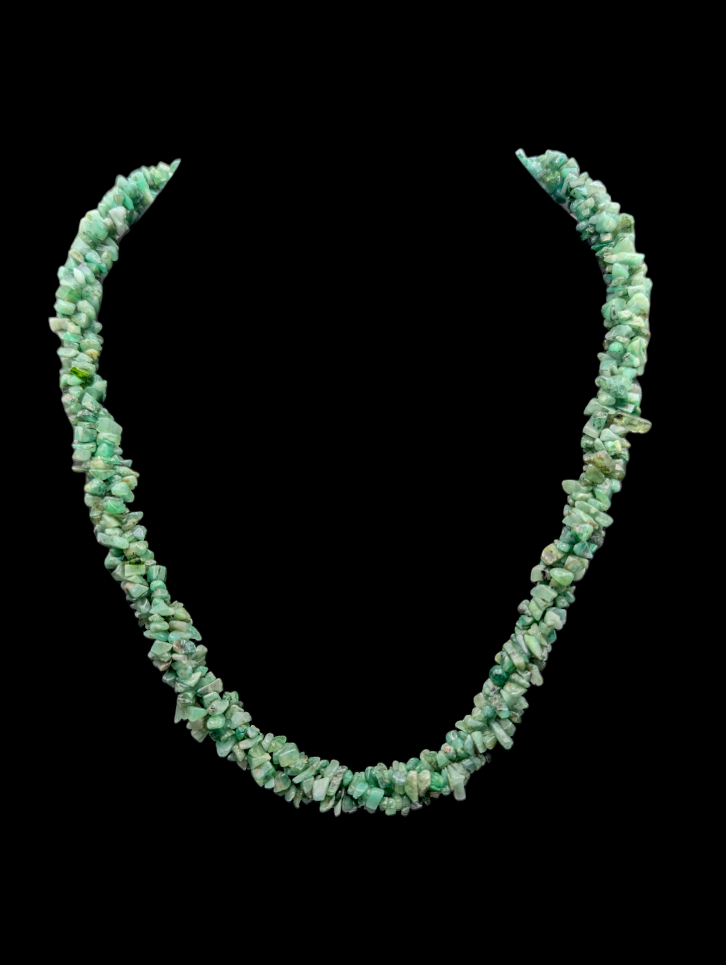 Vintage Earth Mined Genuine Emerald Gemstone Chip Sterling Silver Necklace
