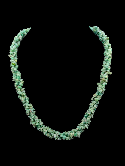Vintage Earth Mined Genuine Emerald Gemstone Chip Sterling Silver Necklace
