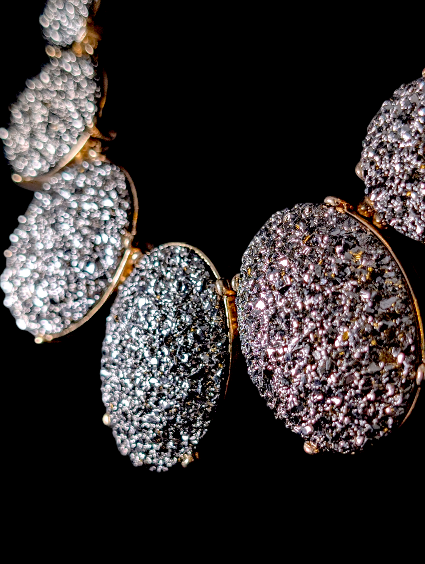 Vintage Inspired Aldo Dazzling Chunky Faux Druzy Silver and Gold Toned Statement Necklace