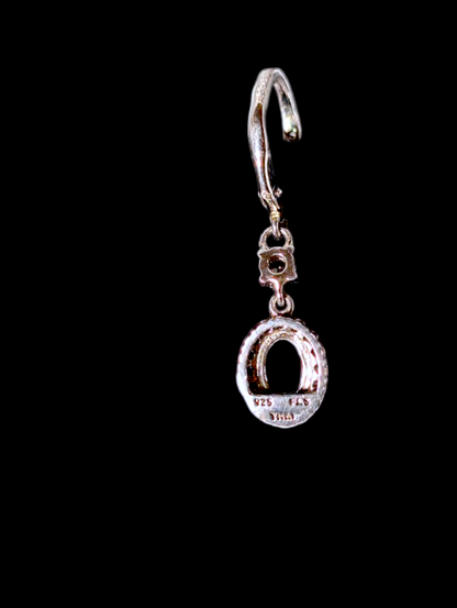 Vintage Genuine Garnet and Simulated Diamond Dangle Sterling Silver Earrings