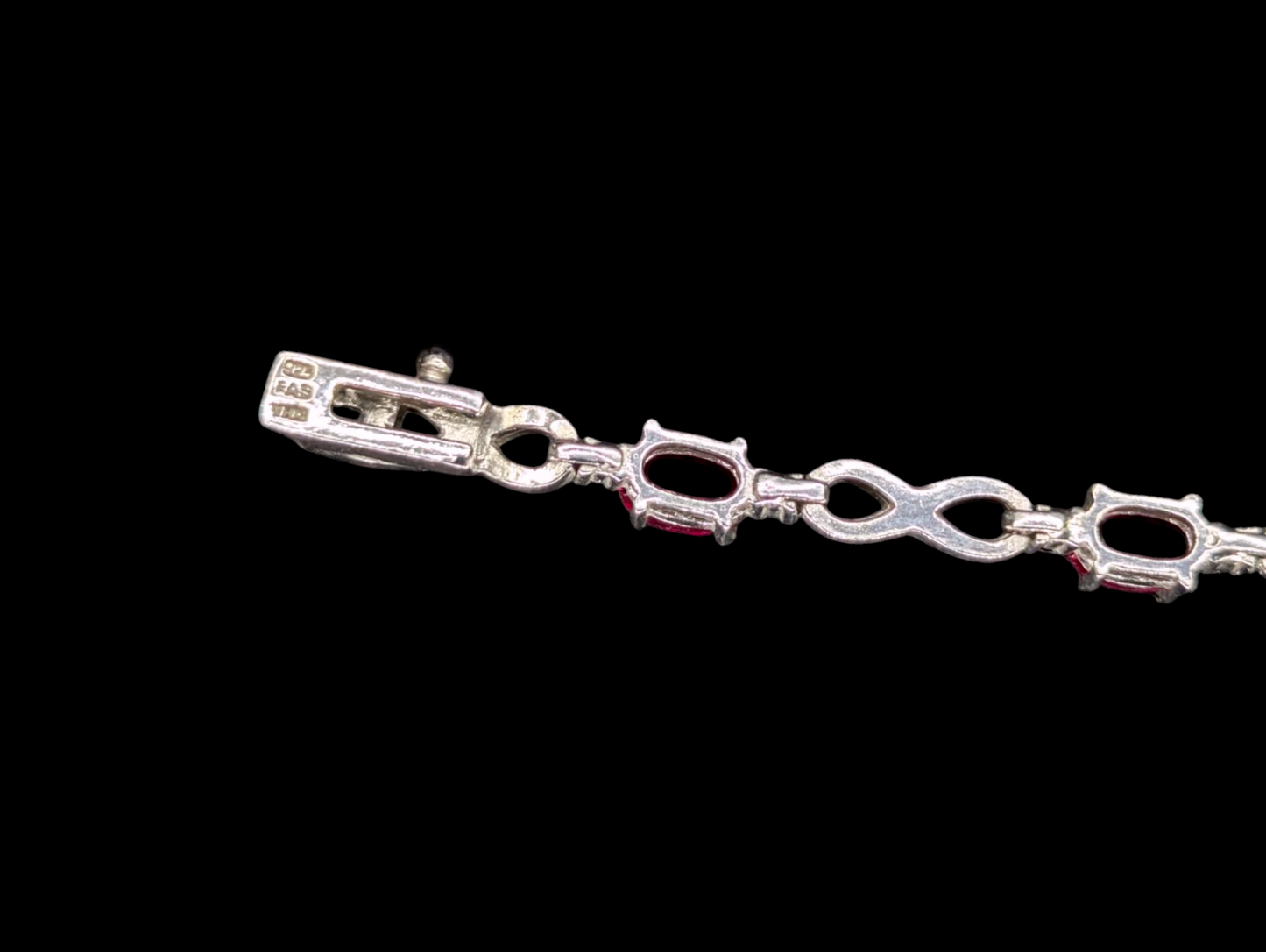 Vintage Genuine Ruby Gemstone Sterling Silver Infinity Tennis Bracelet