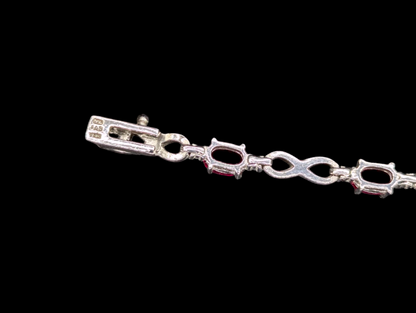 Vintage Genuine Ruby Gemstone Sterling Silver Infinity Tennis Bracelet