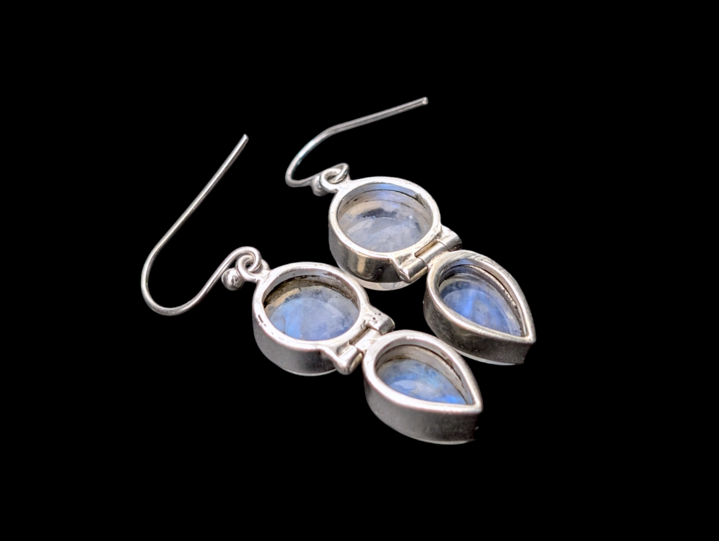 Vintage Genuine Moonstone Teardrop Dangle Hook Earrings