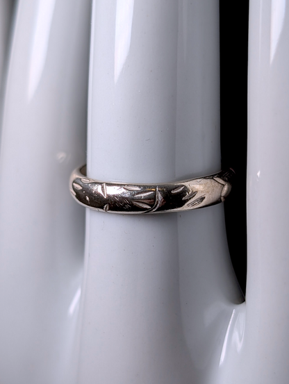 Vintage Dainty 3.75mm Wide Etched Sterling Silver Band Stackable Ring