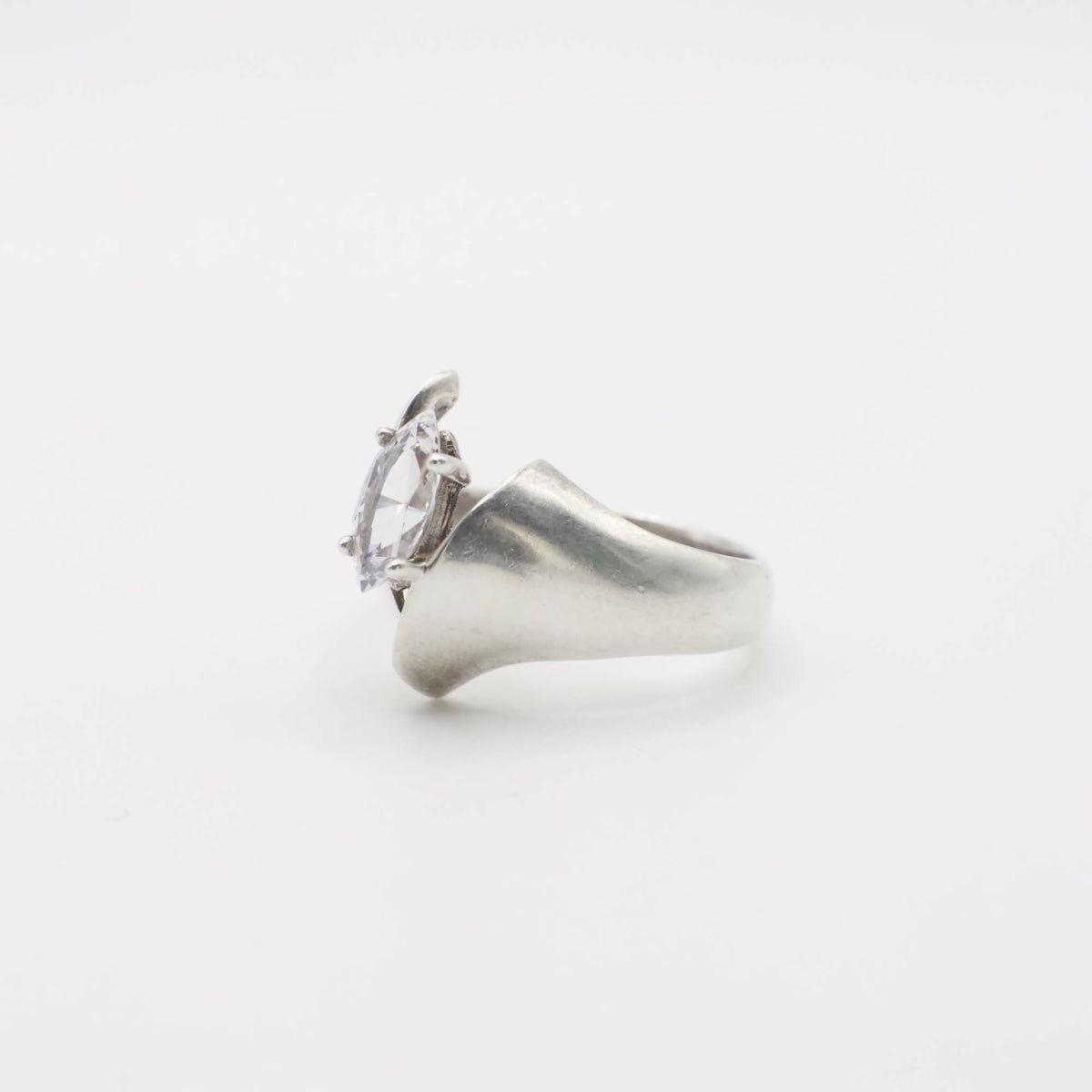 Vintage Marquis Simulated Diamond Ring In Sterling Silver