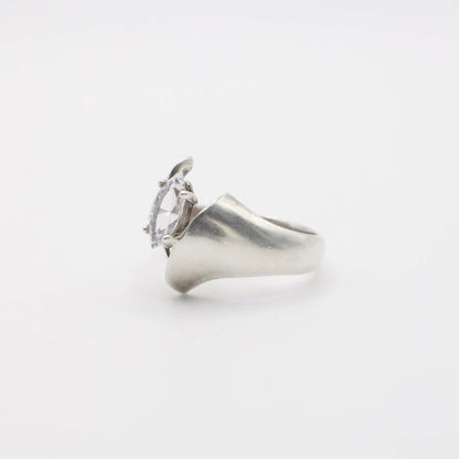 Vintage Marquis Simulated Diamond Ring In Sterling Silver