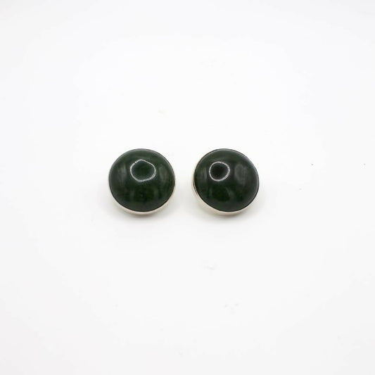 Vintage Imitation Jade and Silver Tone Earrings