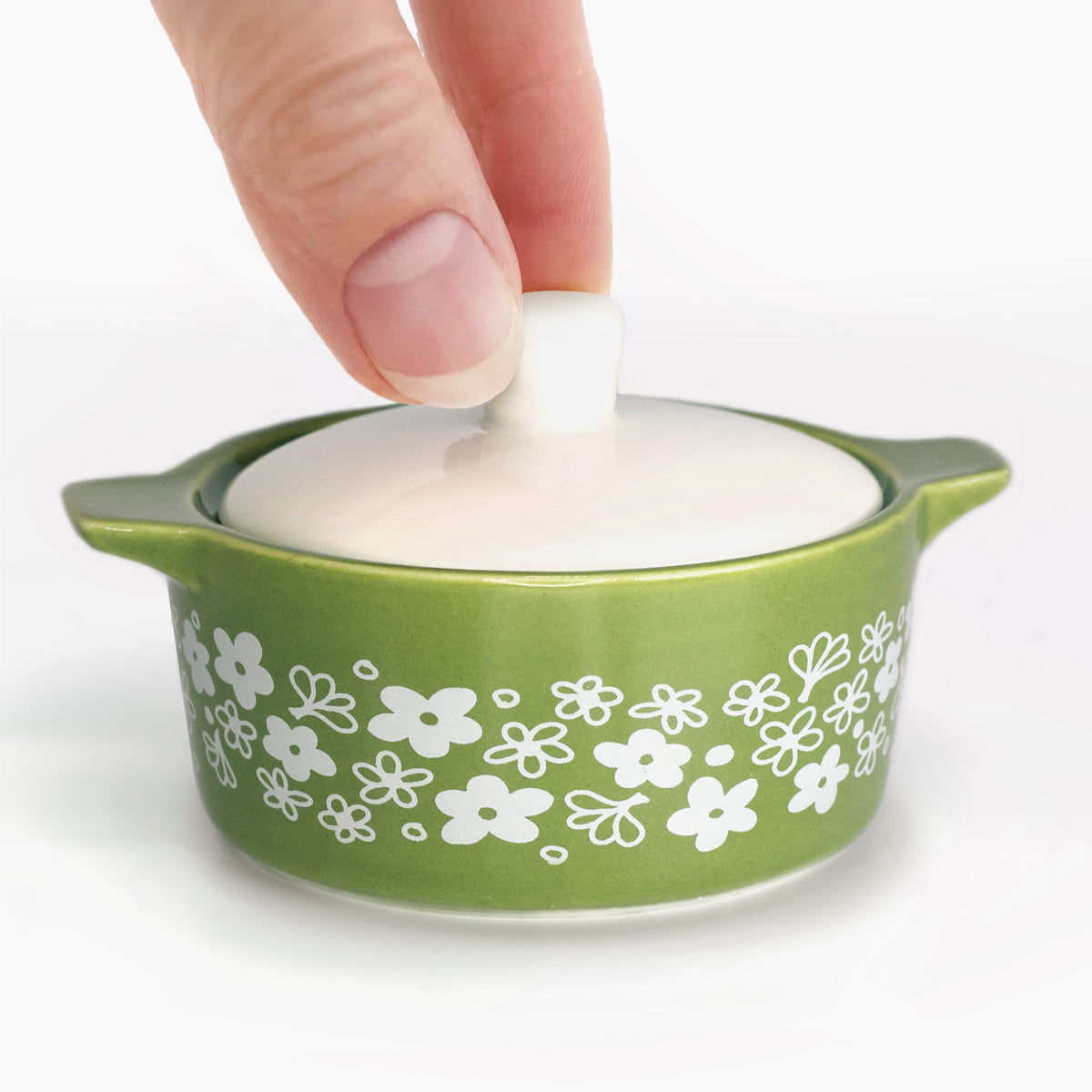 Pyrex-Inspired Spring Blossom Casserole Ceramic Trinket Box