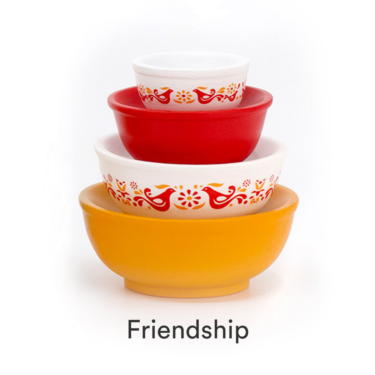 Mini Pyrex-Inspired Mixing Bowls – Retro Stackable Display Set