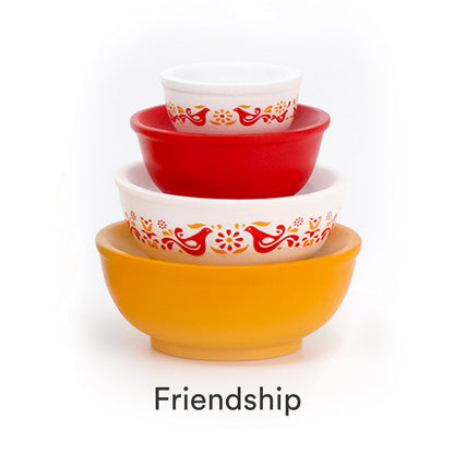 Mini Pyrex-Inspired Mixing Bowls – Retro Stackable Display Set