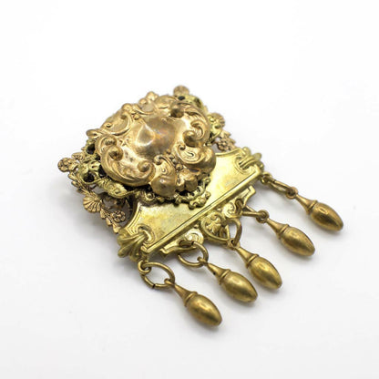 Vintage Circa 1930 Gold Tone Layered Filigree Brooch