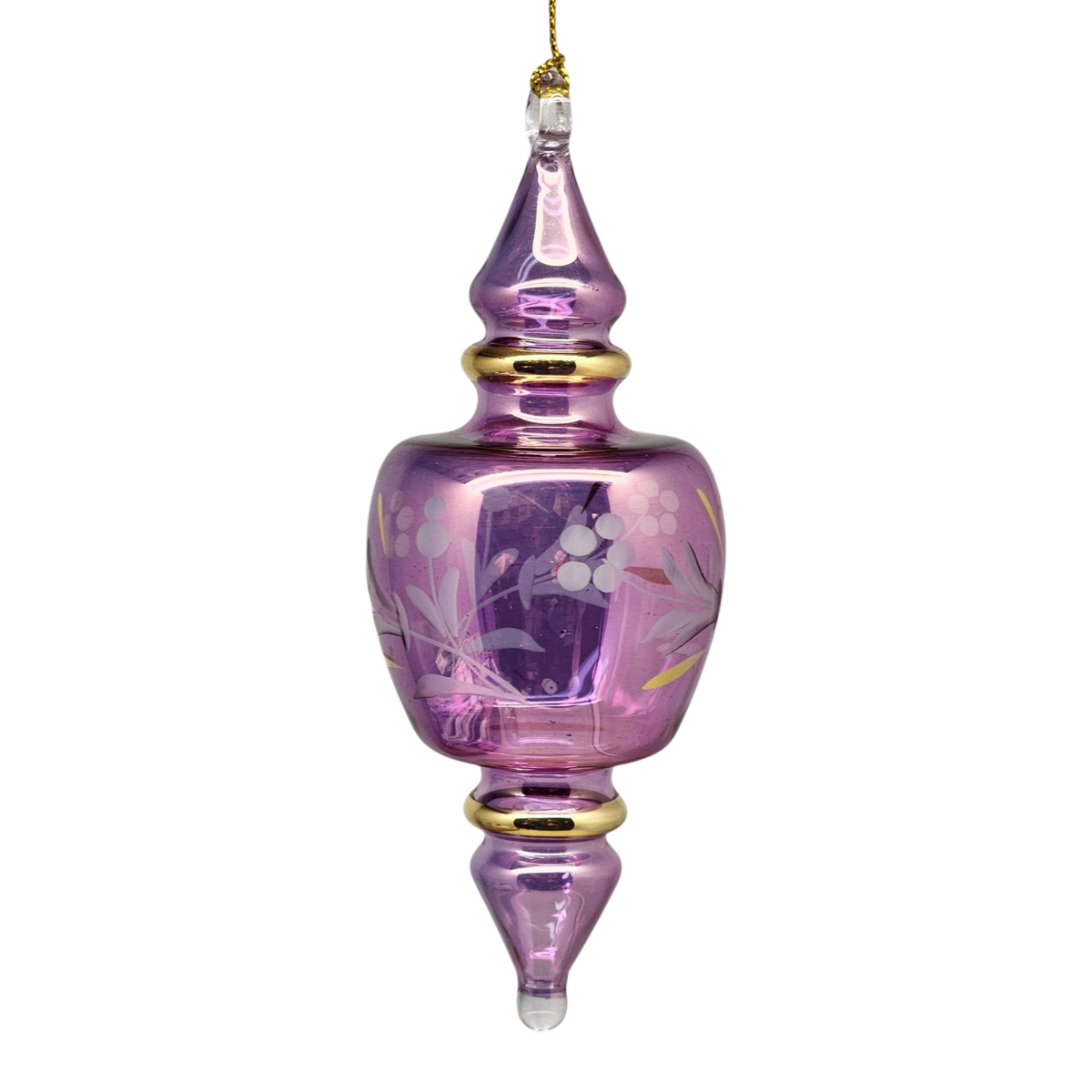 Double Pointed Blown Glass Box Ornament - Purple