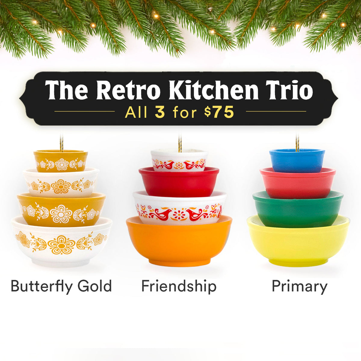 Mini Pyrex-Inspired Bowl Ornament | Retro Christmas Tree Decor