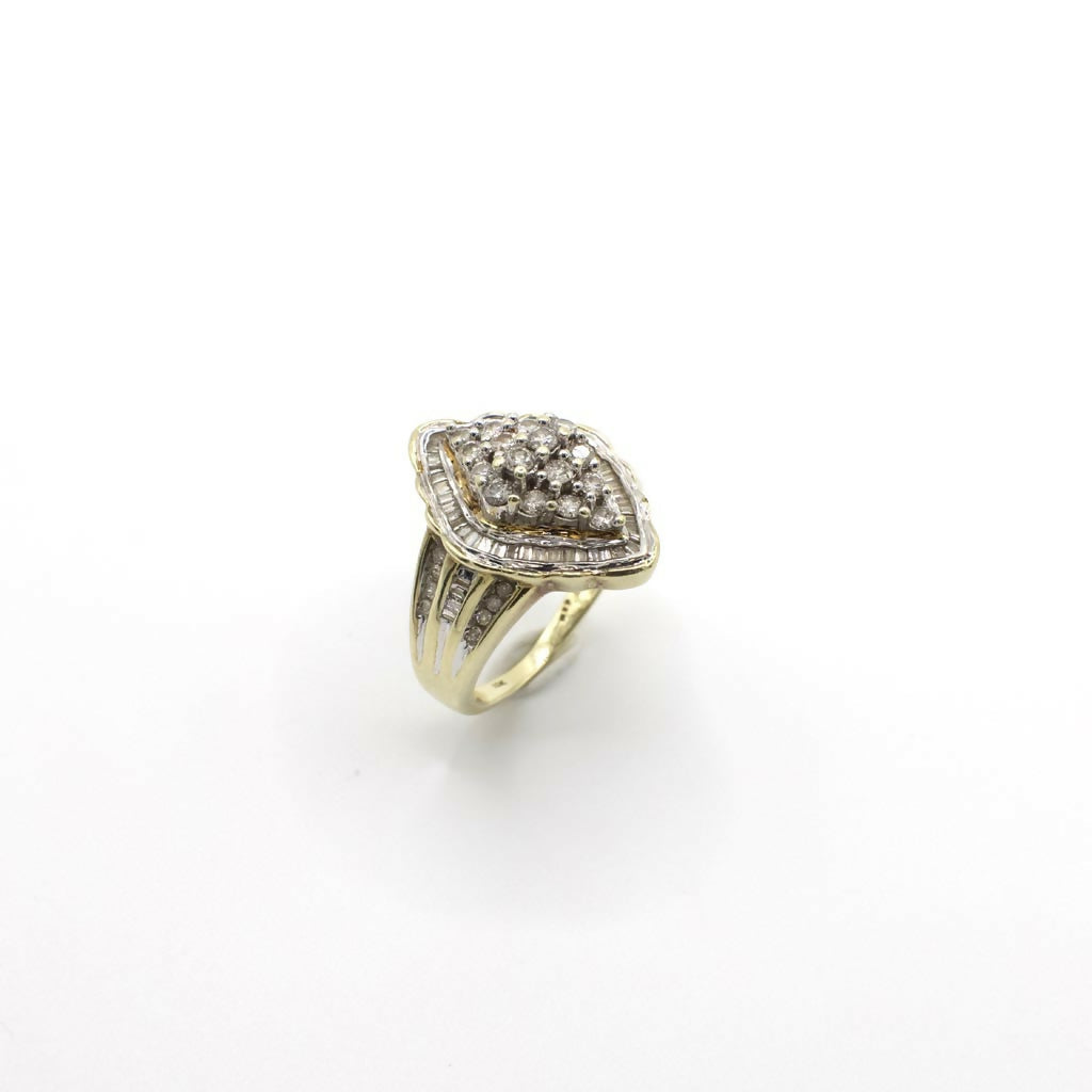 Vintage Genuine Diamond and 10K Gold Hollow Cluster Ring