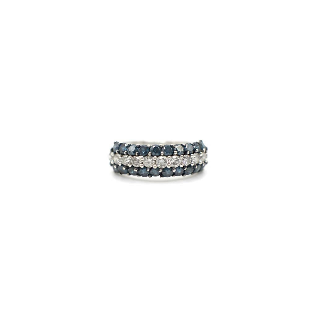 Vintage Genuine Earth Mined Blue and White Diamond Half Eternity Band