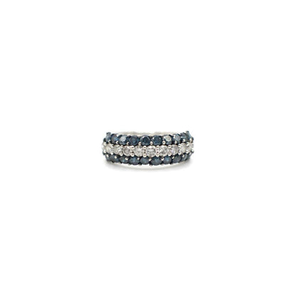 Vintage Genuine Earth Mined Blue and White Diamond Half Eternity Band