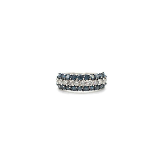Vintage Genuine Earth Mined Blue and White Diamond Half Eternity Band