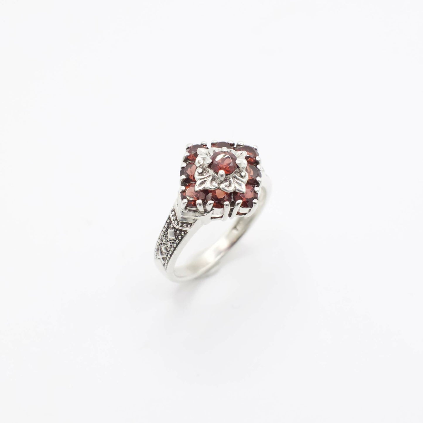 Vintage Garnet and Sterling Silver Ring