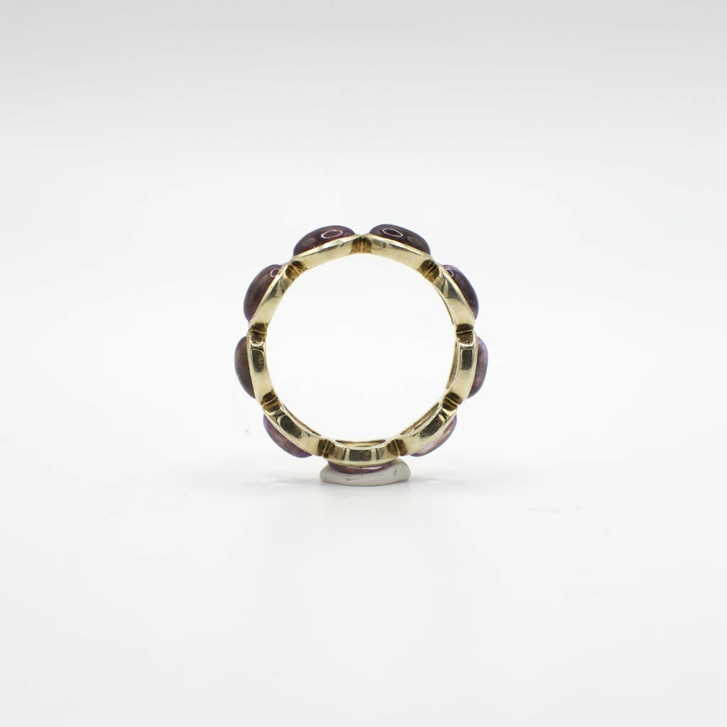 Vintage Genuine Amethyst Eternity Band In 10K Yellow Gold