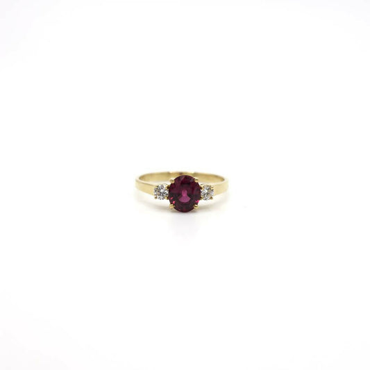Pre-Loved Genuine Diamond and Ruby Ring In 18K Yellow Gold