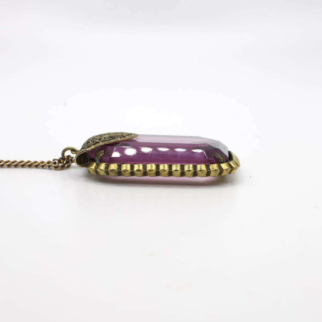 Vintage Art Deco Style Gemstone Pendant Necklace