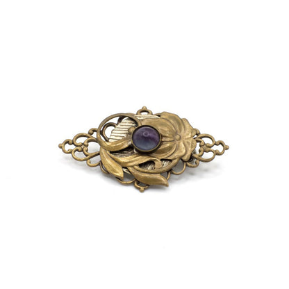 Vintage Art Nouveau Genuine Fluorite Floral Pin