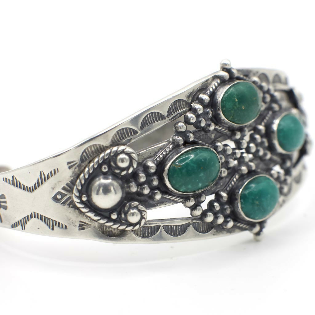 Vintage Maisels Sterling Silver Fred Harvey Era Genuine Turquoise Cuff Bracelet