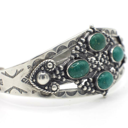Vintage Maisels Sterling Silver Fred Harvey Era Genuine Turquoise Cuff Bracelet