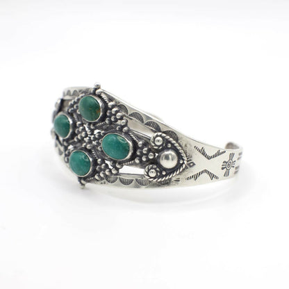 Vintage Maisels Sterling Silver Fred Harvey Era Genuine Turquoise Cuff Bracelet