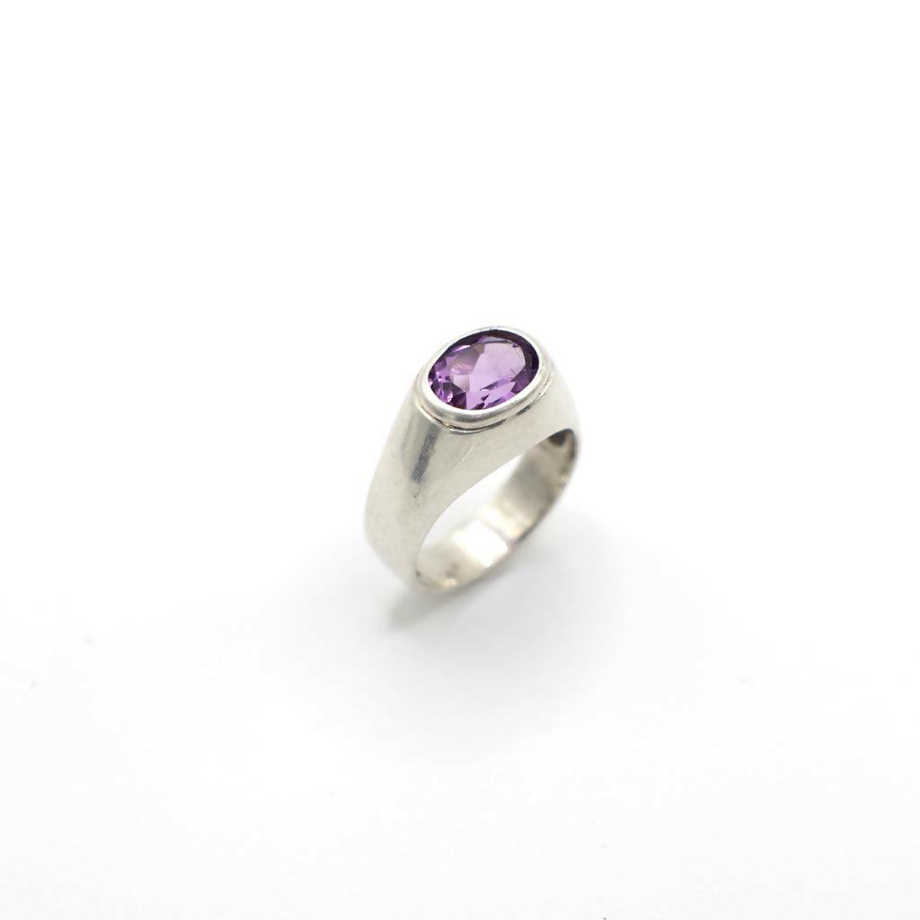 Vintage Genuine Amethyst and Sterling Silver Ring