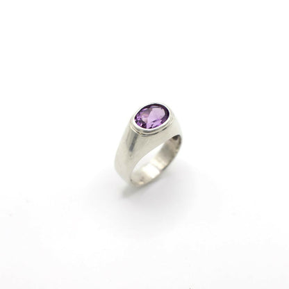 Vintage Genuine Amethyst and Sterling Silver Ring