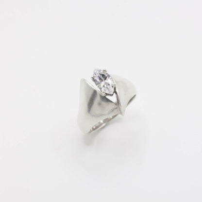 Vintage Marquis Simulated Diamond Ring In Sterling Silver