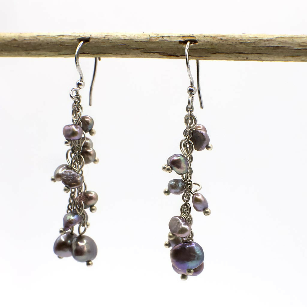 Vintage Pearl and Sterling Silver Dangle Earrings