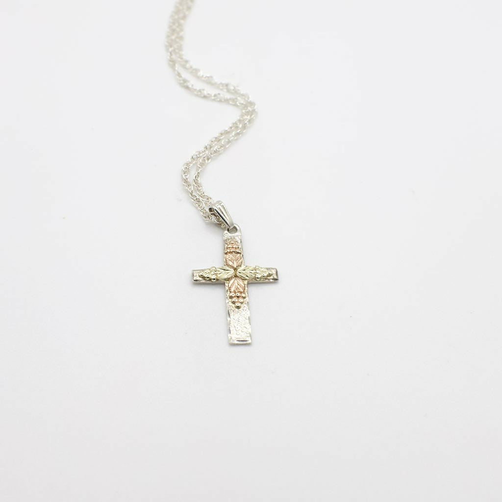 Vintage Black Hills Gold Cross Pendant Necklace