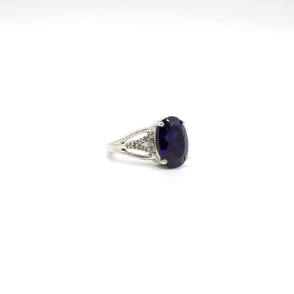 Vintage Genuine Sapphire and Diamond Sterling Silver Ring