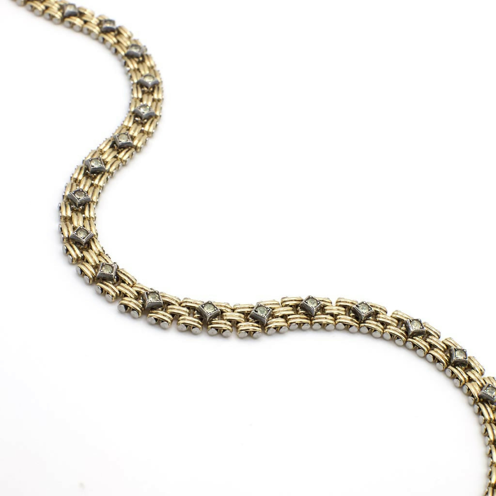 Vintage 1940's Old Hollywood Panther Link Gold Filled Necklace