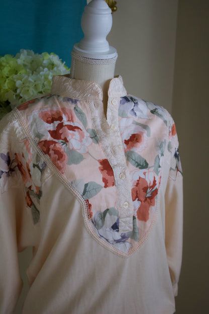 1980s Soft Pink and Rose Batwing Sweater Blouse Sweater with Buttons | Bonnie and Bill By Holly