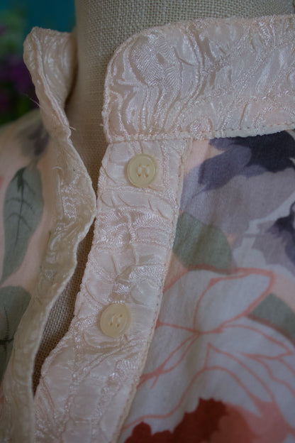1980s Soft Pink and Rose Batwing Sweater Blouse Sweater with Buttons | Bonnie and Bill By Holly