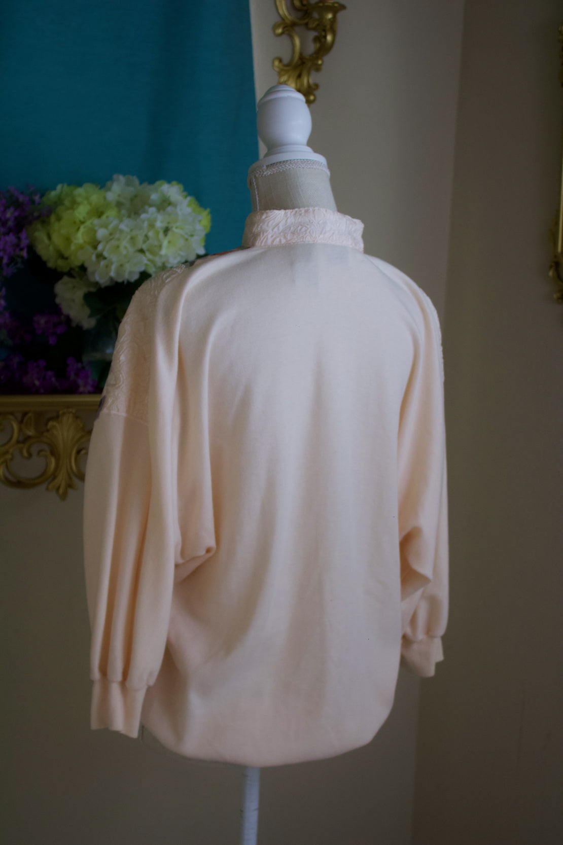 1980s Soft Pink and Rose Batwing Sweater Blouse Sweater with Buttons | Bonnie and Bill By Holly