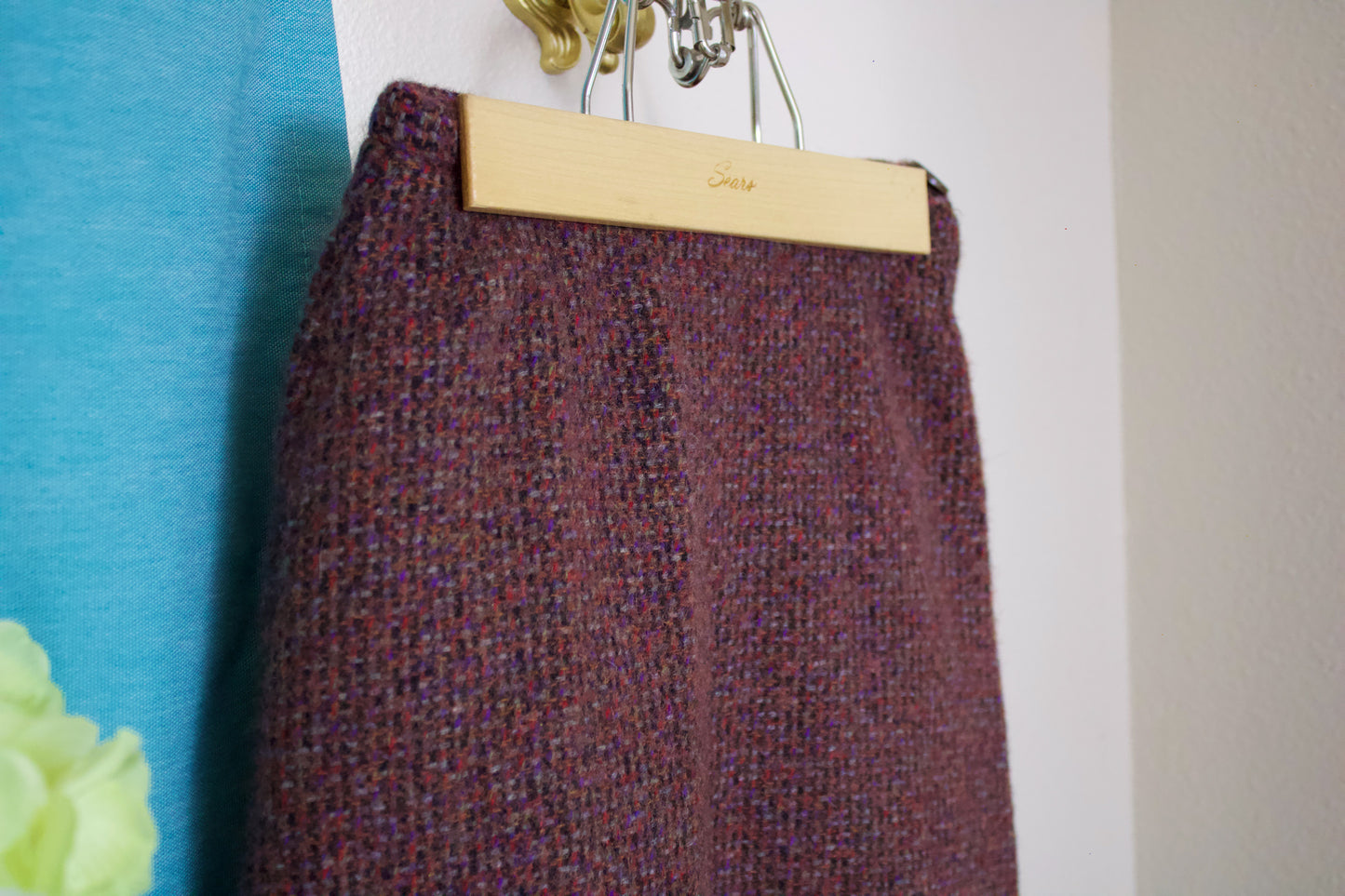1960s Fredrick and Nelson Wool Skirt with Button Metal Zipper Fastener in Multicolor Tweed