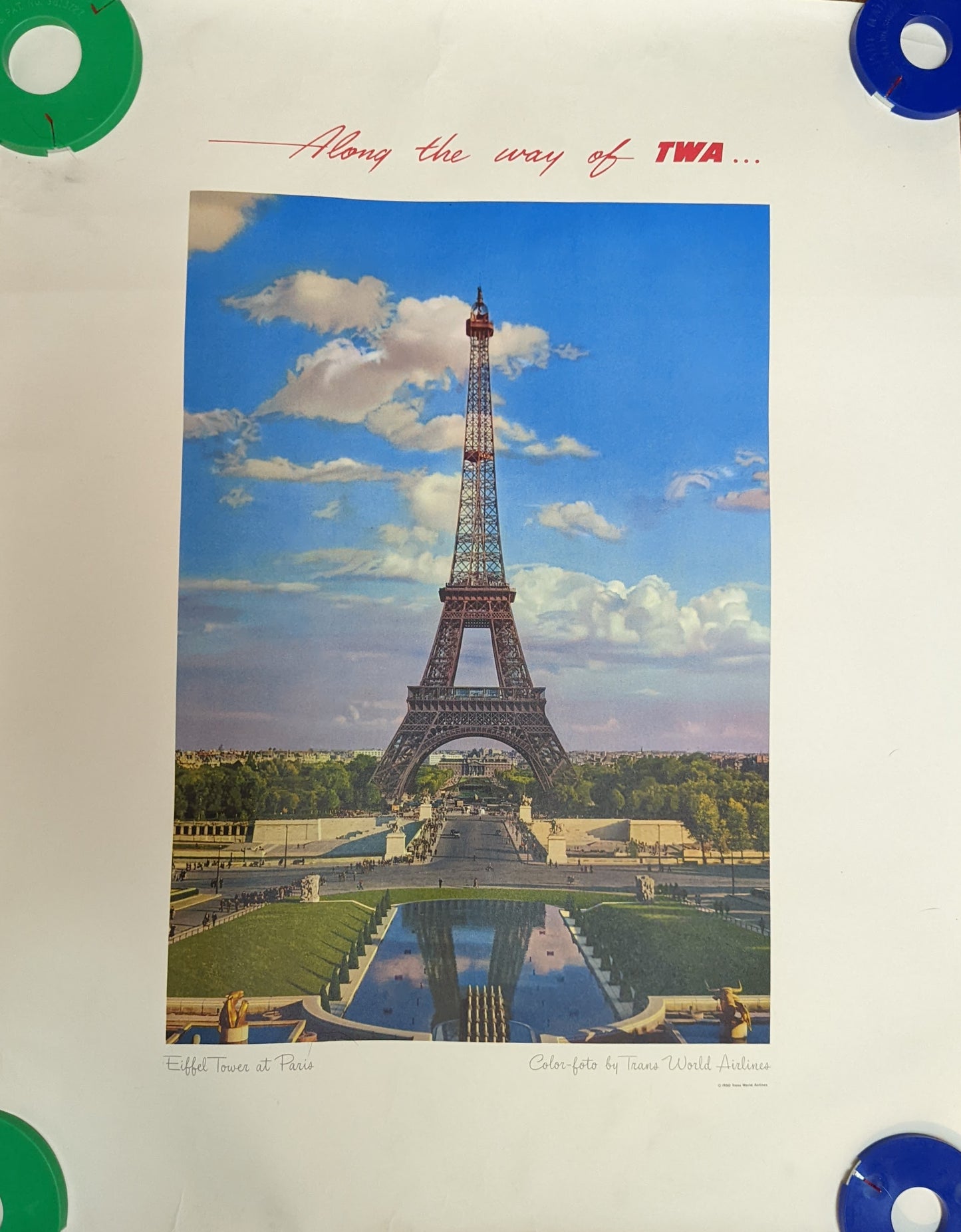 1950 Original TWA Trans World Airlines Poster Paris
